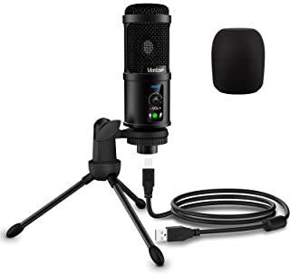 Veetop USB Microphone Metal Computer Condenser PC Mic for Gaming Podcasting Streaming Recording Voiceover YouTube Skype Twitch Zoom Cardioid with Tripod Compatible with Desktop Laptop Windows MacOS