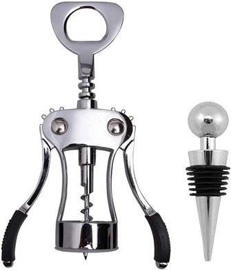 Tovee Upgrade Wing Corkscrew Wine Opener with Wine Stopper, Waiters Corkscrew Cork and Beer Cap Bottles Opener Remover