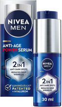 NIVEA MEN Anti-Age 2in1 Power Serum (30ml), Hydrating Serum with Luminous 630 and Hyaluronic Acid, Reduces Deep Wrinkles and Dark Spots for Younger-Looking Skin