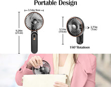 Pansdd Handheld Fan, Portable Fan with 5 Speeds&Digital Display,Foldable 3600mAh Rechargeable USB Fan with Power Bank,180Adjustable Mini Fan&Desk Fan for Outdoor,Travel, Camping,Office-Black