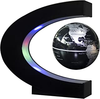 Senders Floating Globe with LED Lights C Shape Magnetic Levitation Floating Globe World Map for Desk Decoration (Black)