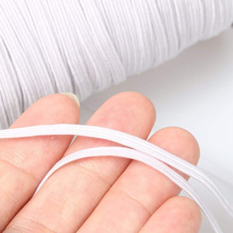 1/8 inch Elastic White 10 Metres-3mm Elastic Corded Flat Cord Thin Elastic Dressmaking Waistband Headbands for Sewing Clothing, Knitting, DIY Projects, Skirt & Trouser Waistband