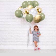 20Pcs 12 Inches Sage Green Gold and White Balloons, 5 x Metallic Gold Balloons, 5 x Sage Green Balloons, 5 x White Balloons, 5 x Gold Confetti Balloons