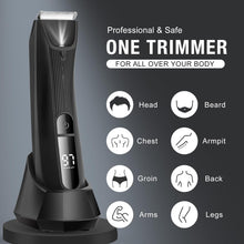 Body Hair Trimmer Men, Ball Trimmer Men Electric Groin Hair Rechargeable Body Groomer with LED Light for Private Parts & Pubic Hair Waterproof Wet and Dry Razor