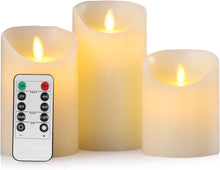 Aku Tonpa Flameless Candles Battery Operated Pillar Real Wax Flickering Moving Wick Electric LED Candle Set with Remote Control Cycling 24 Hours Timer, Pack of 3 (D:3.25" X H:4" 5" 6")