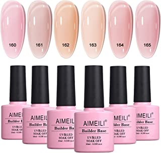 AIMEILI 5 in 1 Builder Base Gel Set for Nails Extension Builder Gel Starter Kit Soak Off UV LED Gel Polish Multicolour/Mix Colour/Combo Colour Of 6pcs X 10ml - Gift Kit 38