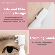 URBANER Electric Eyebrow Trimmer for Women, Small Battery Powered Pen-Shaped Facial Hair Remover, Painless for Face Chin Upper-Lip Neck Peach-Fuzz, MB-052