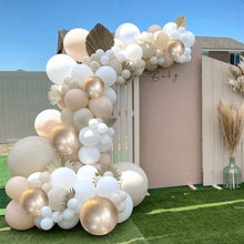 Balloon Arch Kit - 122 Pcs Beige Sand White Balloons - Easy to Assemble Beach White Balloon Arch with Accessories - Champagne Gold Balloon Birthday Decorations and Wedding Kids Shower Party Balloons.