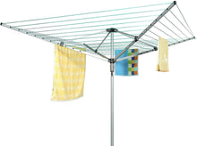 Heavy Duty 4 Arm 50 Metres Rotary Clothes Airer/Dryer Washing Line with Metal Ground Spike or socket and Waterproof Protective Cover Included Outdoor Laundry Washing Line Whirlygig (50m)