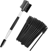 1 3-in-1 makeup brush, 50-count eyelash brush, dual-ended brow brush, makeup tool for separating lashes, removing mascara clumps and grooming brows