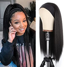 Xtrend 22Inch Yaki Straight Headband Wig for Women Long Black Afro Kinky Straight Wig Headband Synthetic Wigs Glueless None Lace Front Headbands Wigs with Headband Attached