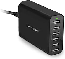 Sumvision 6-Port 50W High Speed Portable Desktop Universal USB Charger PowerIQ Smart Technology for iPhone,iPad Air 2,Galaxy S6/S6 Edge,Nexus,HTC M9,Nokia