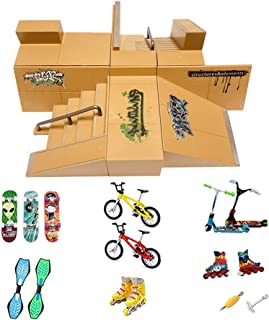 Kidsdream Skate Park Kit Ramp Parts for Finger Skateboard Ultimate Parks Training Props with 19 pieces Skateboards, Ramps, Skates, Scooters, Bikes and Caster Boards