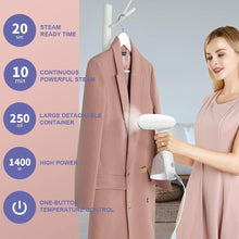 Mioduro Clothes Steamer Handheld,Portable Garment Steamer Iron for Clothes with 250 ml Tank, for Vertical and Horizontal Steaming, Fast Heat-up, Fast Wrinkle Removal 1400W