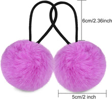 Pom Hair Ties Pompom Ball Elastic Hair Band Fur Ball Fluffy Ponytail Holders for Women Girl Kids Hair Accessories (16 Pieces, Color Set 2)