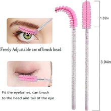 XPP Disposable Eyelash Brushes,100PCS Eye Brow Spoolie Castor Oil Brush Mascara Wands Cosmetic Makeup Tools(Crystal Pink)