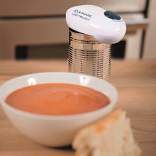 Culinare C50600 One Touch Electronic Tin Opener  White  Plastic/Stainless Steel  Automatic Can Opener  Battery Operated/Hands-Free Use/Magnetic Lid Removal  Batteries Not Included