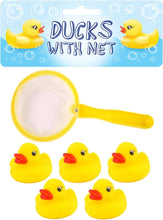 Henbrandt 5 Mini Rubber Ducks with Fishing Net Bath Toy Paddling Pool Game Summer Water Fun Toys for Kids