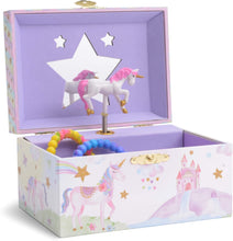 Jewelkeeper Girl's Musical Jewellery Storage Box with Spinning Unicorn, Glitter Rainbow and Stars Design, The Beautiful Dreamer Tune, Gifts for Little Girls