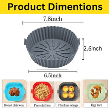 Silicone Air Fryer Liners, 7.8 inches 2PCS Air Fryer Liners Reusable Air Fryer Accessories Non-Stick, Oil-Proof, Water-Proof. Food Grade Silicon Baking Tray for Roasting Microwave (Gray)