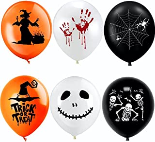 ADQUATOR 30pcs Halloween Balloons,12inch Black Orange White,6 styles Latex Balloons for Halloween party Decoration