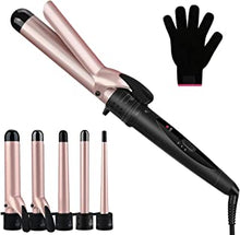 Curling Wand, UOUNE 5 in 1 Curling Tongs Curling Iron with PTC Ceramic Barrels and Heat Insulated Tip