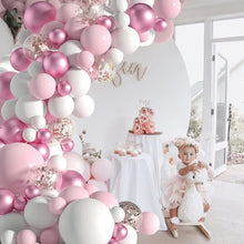 Jstzdq 127 Pcs Pink Balloon Garland Arch Kit, Pink White Latex Balloon Arch Kit with Confetti Balloon, Party Balloon Decor for Wedding Baby Shower Birthday Anniversary Festival Party Decor