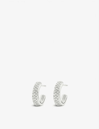 Fiji mini hoop silver and diamond earrings