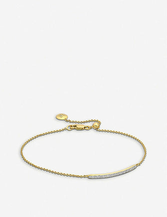 Skinny Short Bar 18ct yellow gold-plated vermeil silver and 0.05ct diamond bracelet