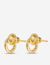 Riva 18ct yellow-gold vermeil and pavé diamonds circle stud earrings