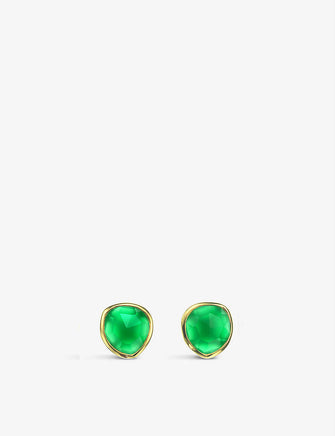 Siren 18ct gold-plated vermeil silver and green onyx stud earrings