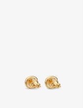 Linear 18ct yellow gold-plated and stones earrings