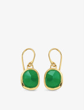 Siren 18ct gold-plated wire earrings with green onyx