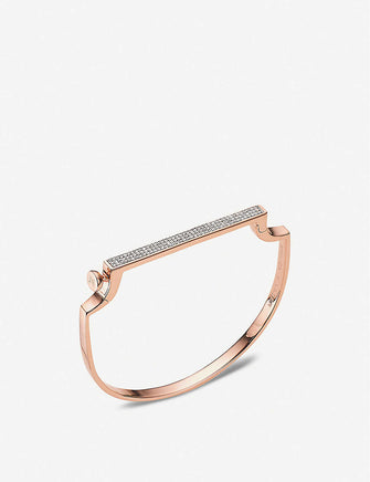 signature diamond and 18ct rose gold-plated bangle