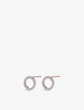 Riva 18ct rose-gold vermeil pavé diamond circle stud earrings