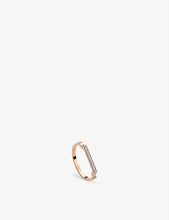 Signature 18ct rose gold-plated vermeil silver and diamond thin ring