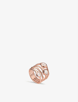 Siren Cluster 18ct rose-gold vermeil and rose quartz cocktail ring