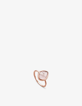 Siren quartz-gemstone 18ct rose-gold and silver small ring
