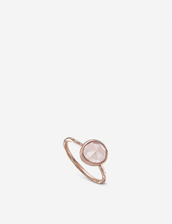 Siren rose gold-plated vermeil silver and rose quartz stacking ring