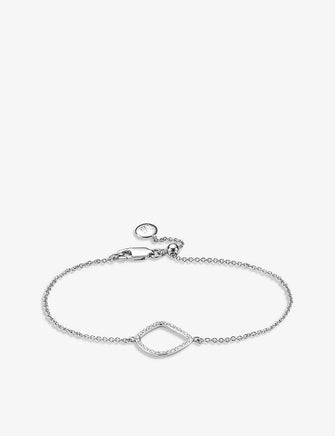 Riva kite chain sterling silver pavé diamond bracelet