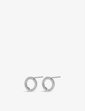 Riva sterling silver pavé diamond circle stud earrings