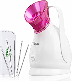 KINGA Nano Ionic Facial Steamer Home Facial SPA Facial Skin Moisturizing Tool Hot Mist 10Min Opening Pores for Deep Cleaning 5pcs skin care kit included