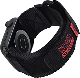 Nereides Straps Compatible with Apple Watch Strap 45mm 44mm 42mm,Braided Nylon Sports Replacement Band, Hook & Loop Design for iWatch Strap Series 8 7 6 SE 5 4 3 2 1 XL Black