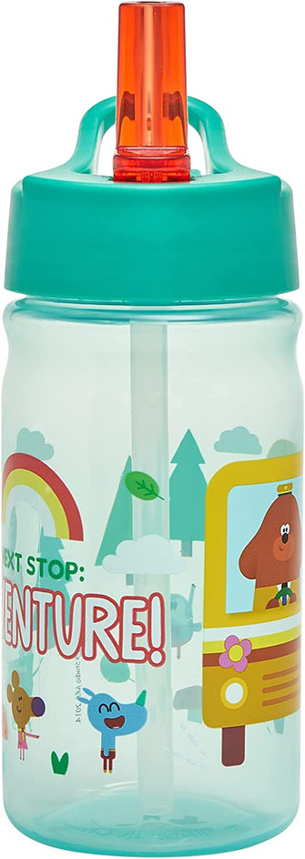 Hey Duggee Adventure Water Bottle with Flip up Straw 380ml Official Merchandise by Polar Gear  Kids Reusable Non Spill BPA Free - Recyclable Plastic  For School Nursery Sports Picnic  Green