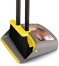 TreeLen Long Handled Dustpan and Brush Set,Broom and Dustpan,Standing Dust Pan Dustpan and Brush for Indoor Lobby Office Kitchen Sweeping