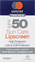 Uvistat Sun Care Lipscreen  SPF50  Moisturising Lip Balm  Prevent Dry and Chapped Lips  2 Tubes
