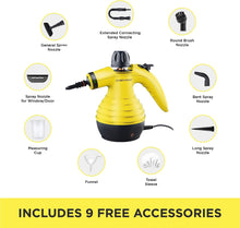 Comforday Multi-Purpose Steam Cleaner with 9-Piece Accessories, Perfect for Stain Removal, Curtains, Car Seats, Floor, Bathroom, (Yellow)