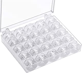 Sewing Machine Bobbins,Plastic Bobbins for Sewing Machine Universal Clear Bobbins with Bobbin Case Sewing Machine Accessories (25 PCS, Transparent)