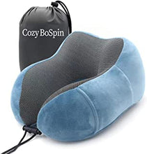 Portable Travel Pillow - Memory Foam Neck Pillow Support Pillow,Perfect Luxury Compact & Lightweight Quick Pack for Camping,Sleeping Rest Cushion (Blue)