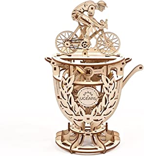 UGEARS Automaton Cyclist 3D Puzzles - Wooden Model Kits for Adults to Build - Classic Tour De France Cup Bicycle Wooden Puzzle - 3D Wooden Puzzles for Adults with Rubber Band Motor - Cyclists Gifts